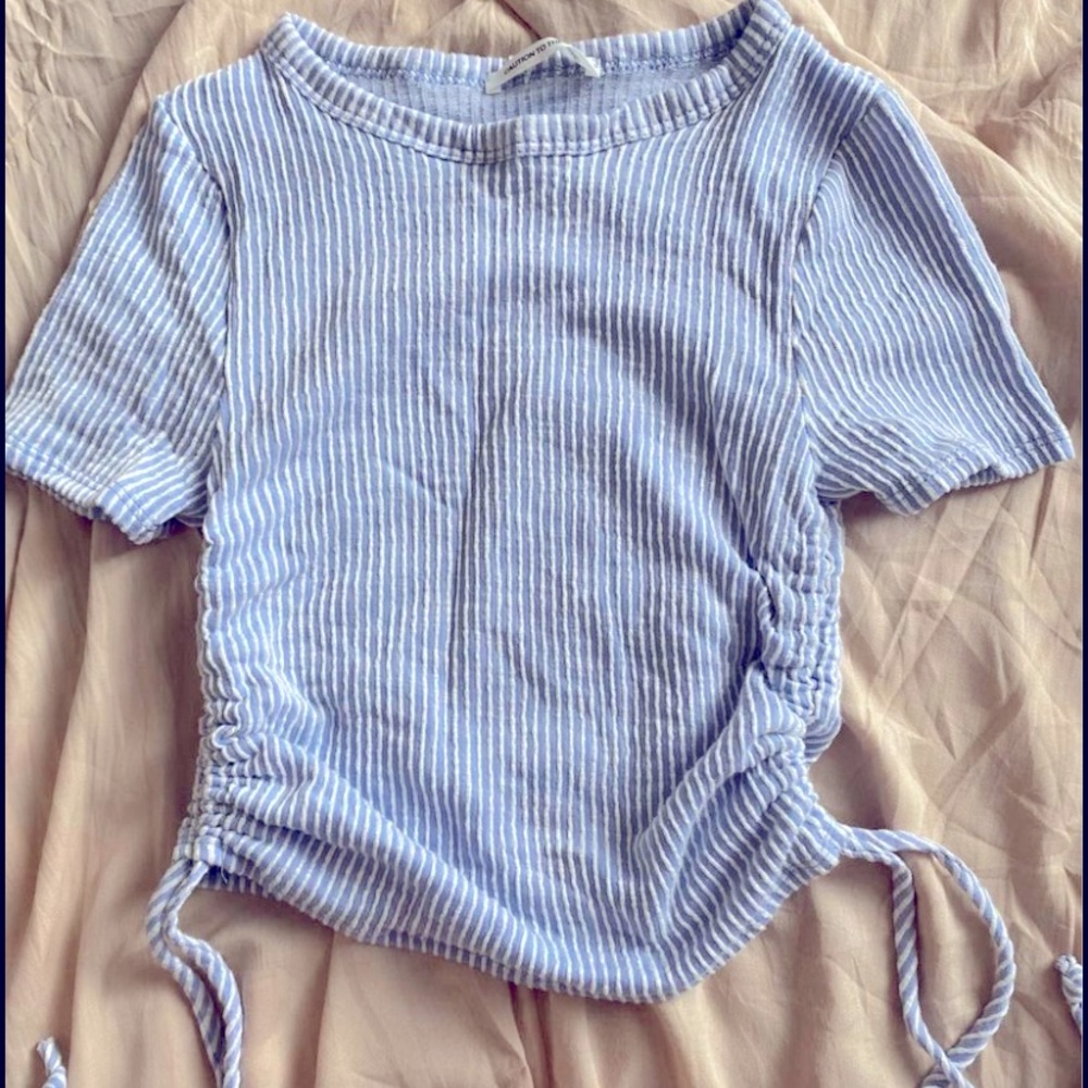 Blue and white stripped crop top